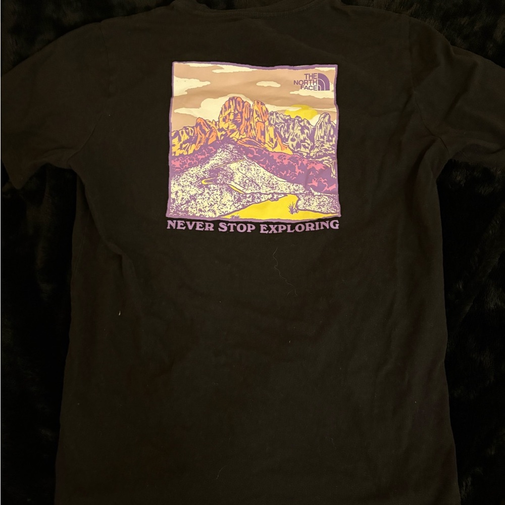 The North Face Black Shirt with Purple and Yellow Graphic